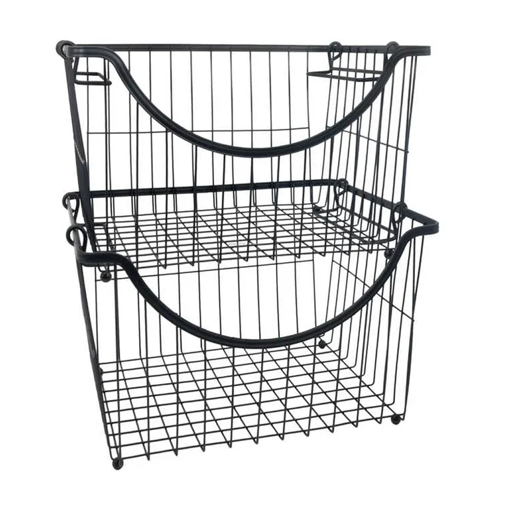 2-Piece Space-Saving Stackable Storage Baskets