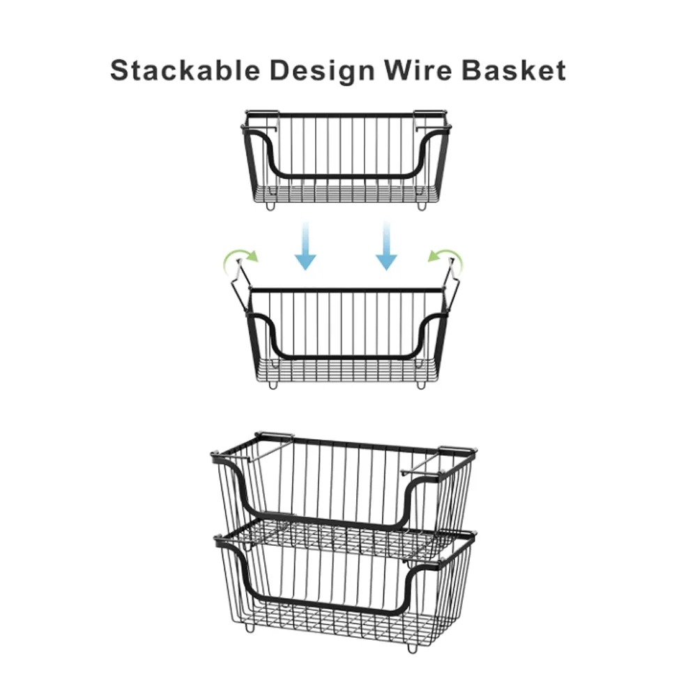 2-Piece Space-Saving Stackable Storage Baskets