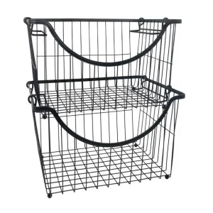 2-Piece Space-Saving Stackable Storage Baskets