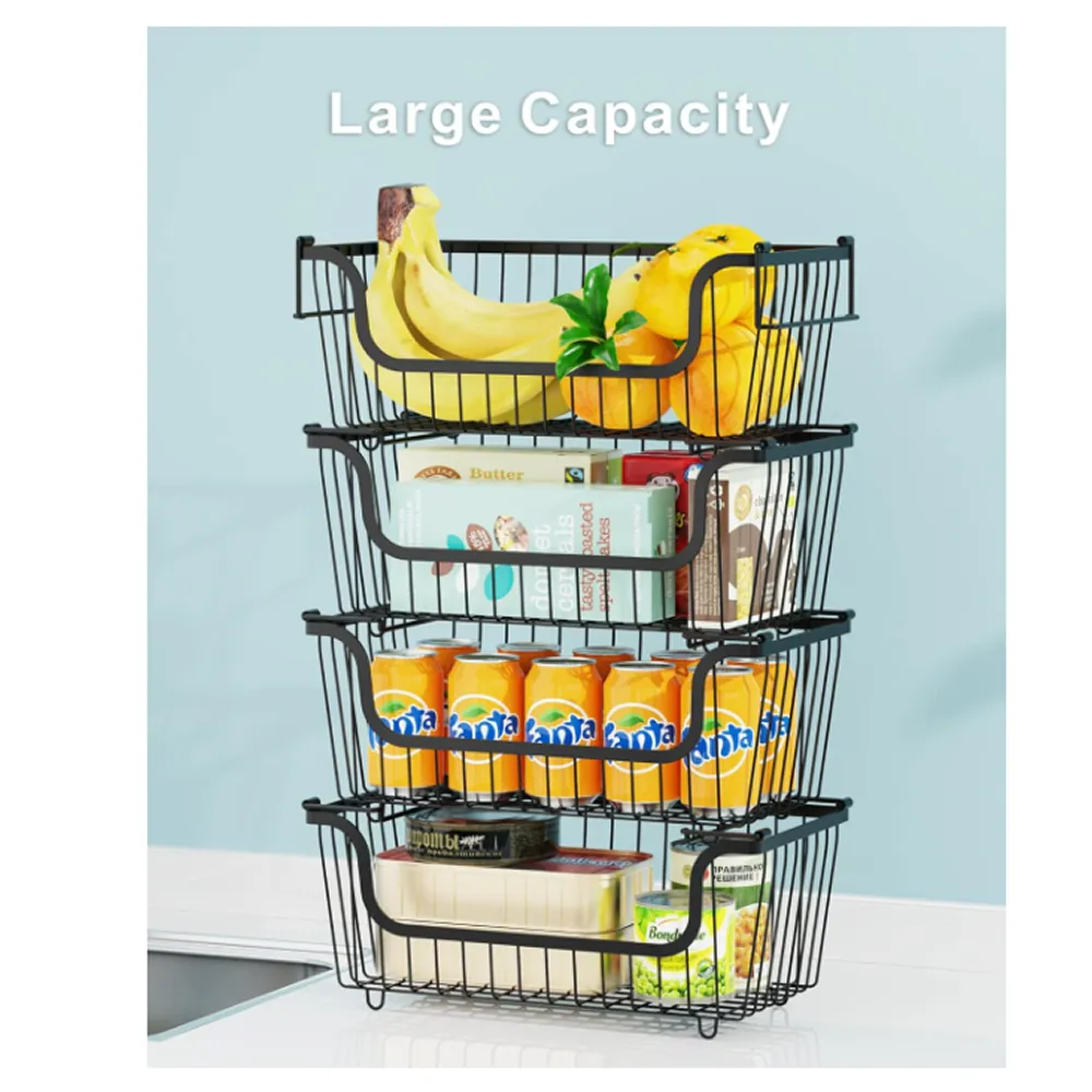 2-Piece Space-Saving Stackable Storage Baskets