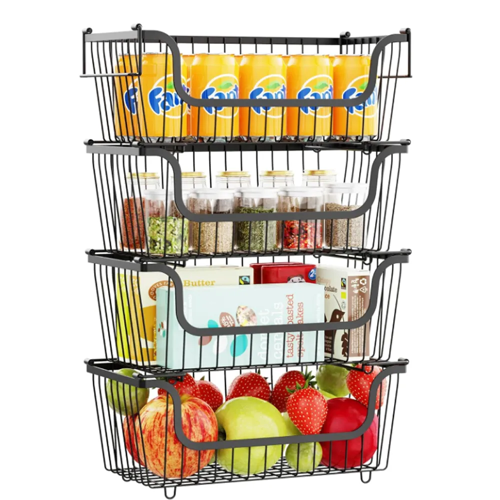 2-Piece Space-Saving Stackable Storage Baskets