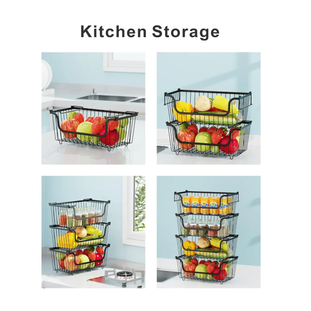 2-Piece Space-Saving Stackable Storage Baskets