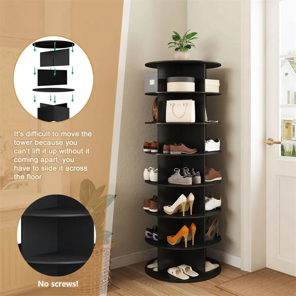7 Tier Rotating Shoe Rack Tower 360 Spinning Vertical Shoe Storage Rack