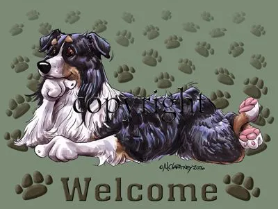 Australian Shepherd Black Tri - Welcome - Mat