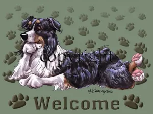Australian Shepherd Black Tri - Welcome - Mat