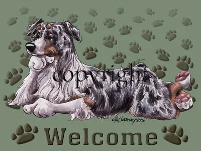 Australian Shepherd Blue Merle - Welcome - Mat