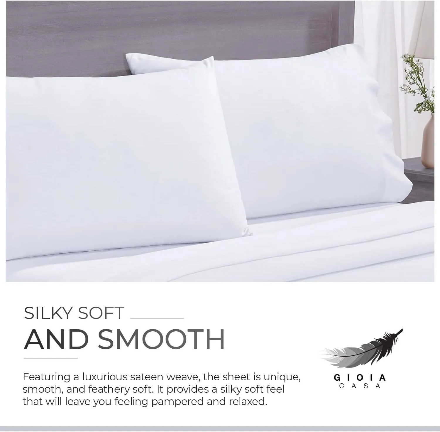 Bamboo Cotton Sateen Bedding Set, Anti-Bacterial, Double - Gioia Casa