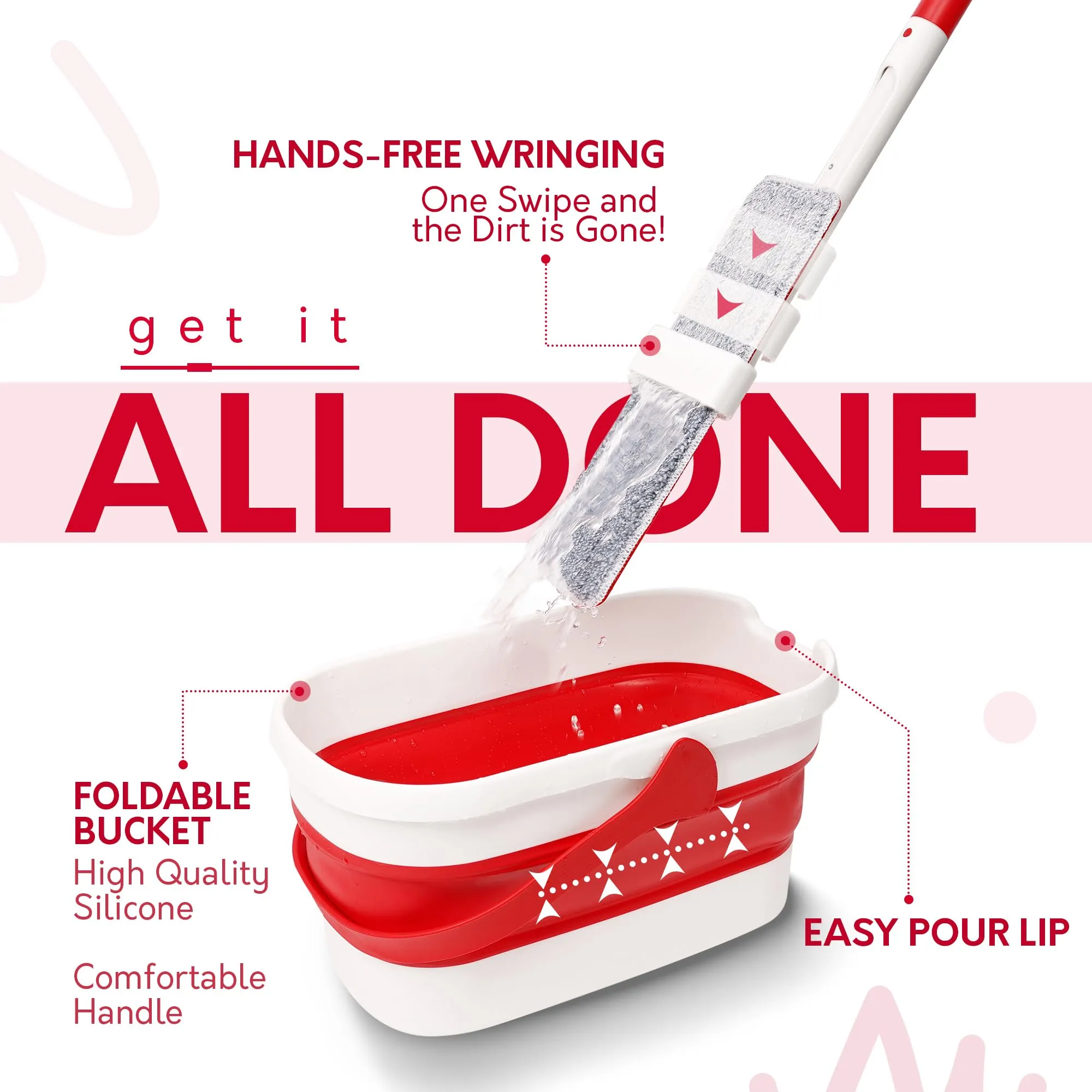 Bettaclean Red & White Collapsible Mop and Bucket Set