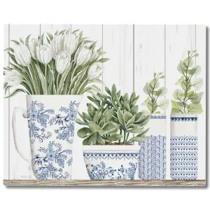 Blue & White Pottery  Glass Counter Saver 15″ x 12″