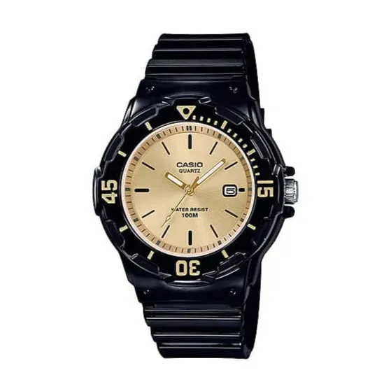 Casio Ladies Black and Gold Analogue LRW200H-9E/LRW-200H-9EV
