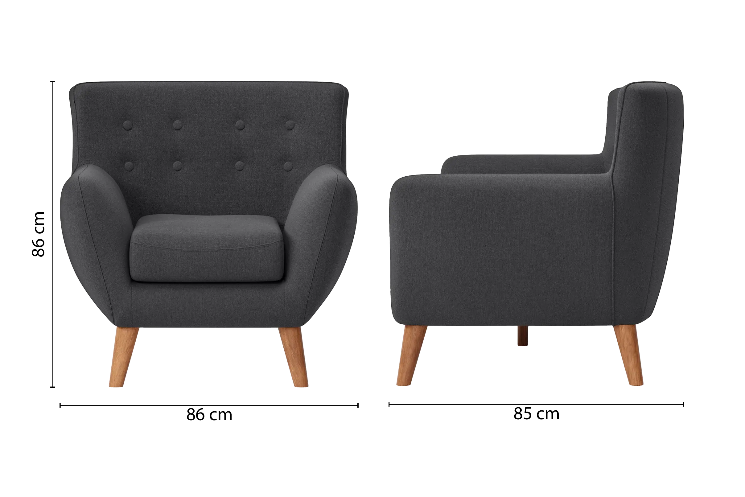 Casoria Armchair Dark Grey Linen Fabric