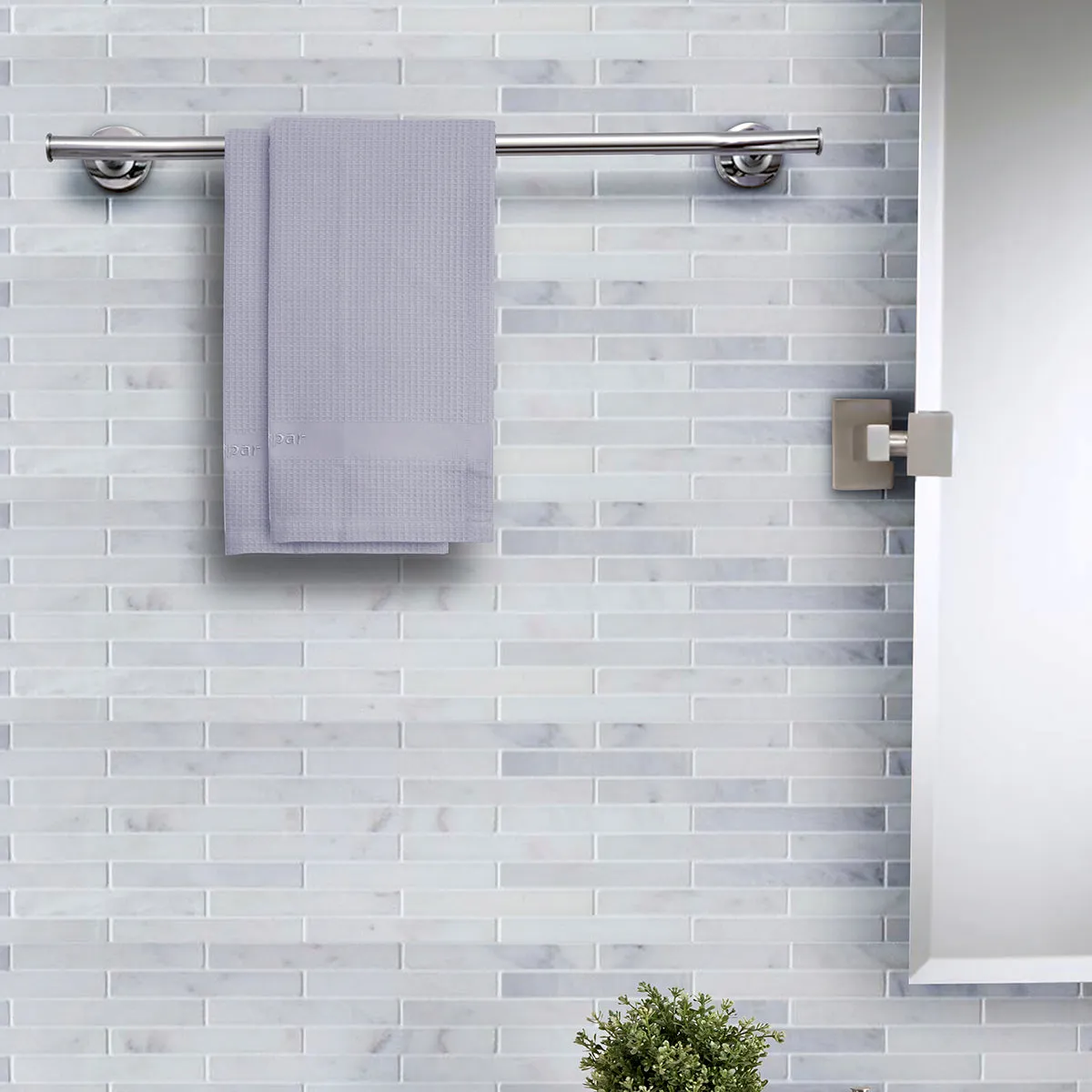 Catalina Waffle Antimicrobial Antifungal Super Absorbent Quick Dry Gym/Travel Vapour Blue Towel Set