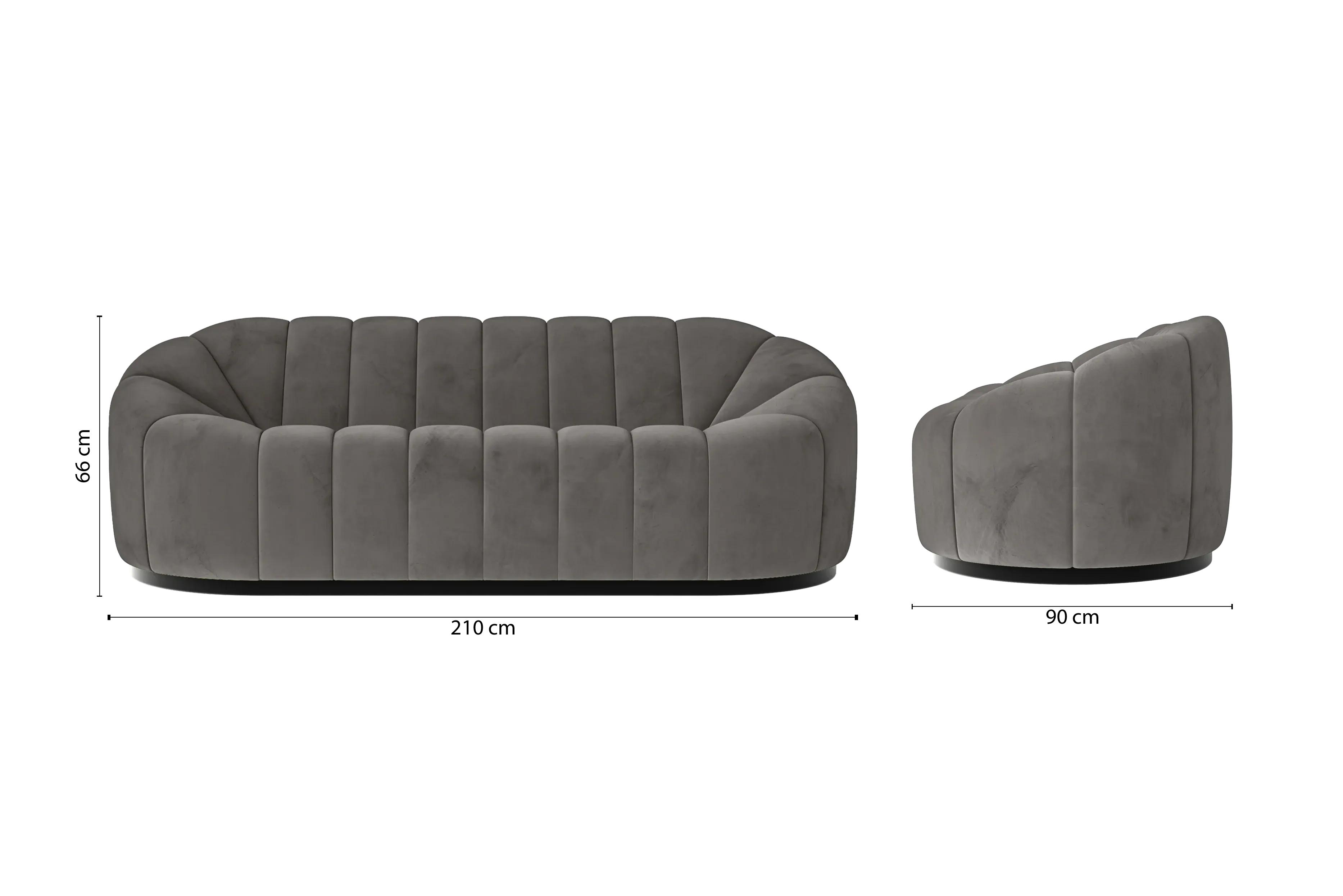Columbia 3 Seater Sofa Grey Velvet