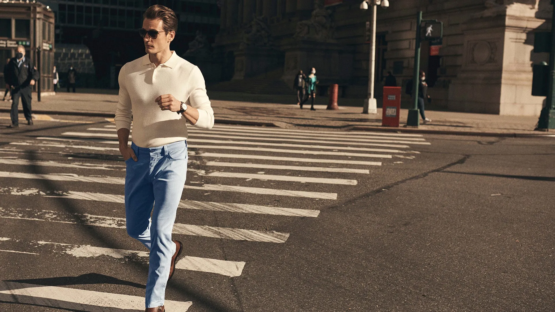 Courage Straight Leg Pants In French Blue Soft Touch