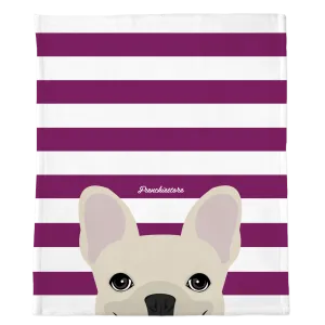 Cream French Bulldog on Beet Stripes | Frenchie Blanket