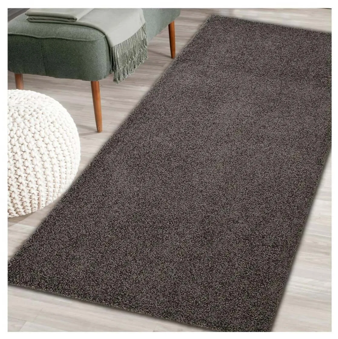 Fiji Graphite Grey Washable Solid Shaggy Rug