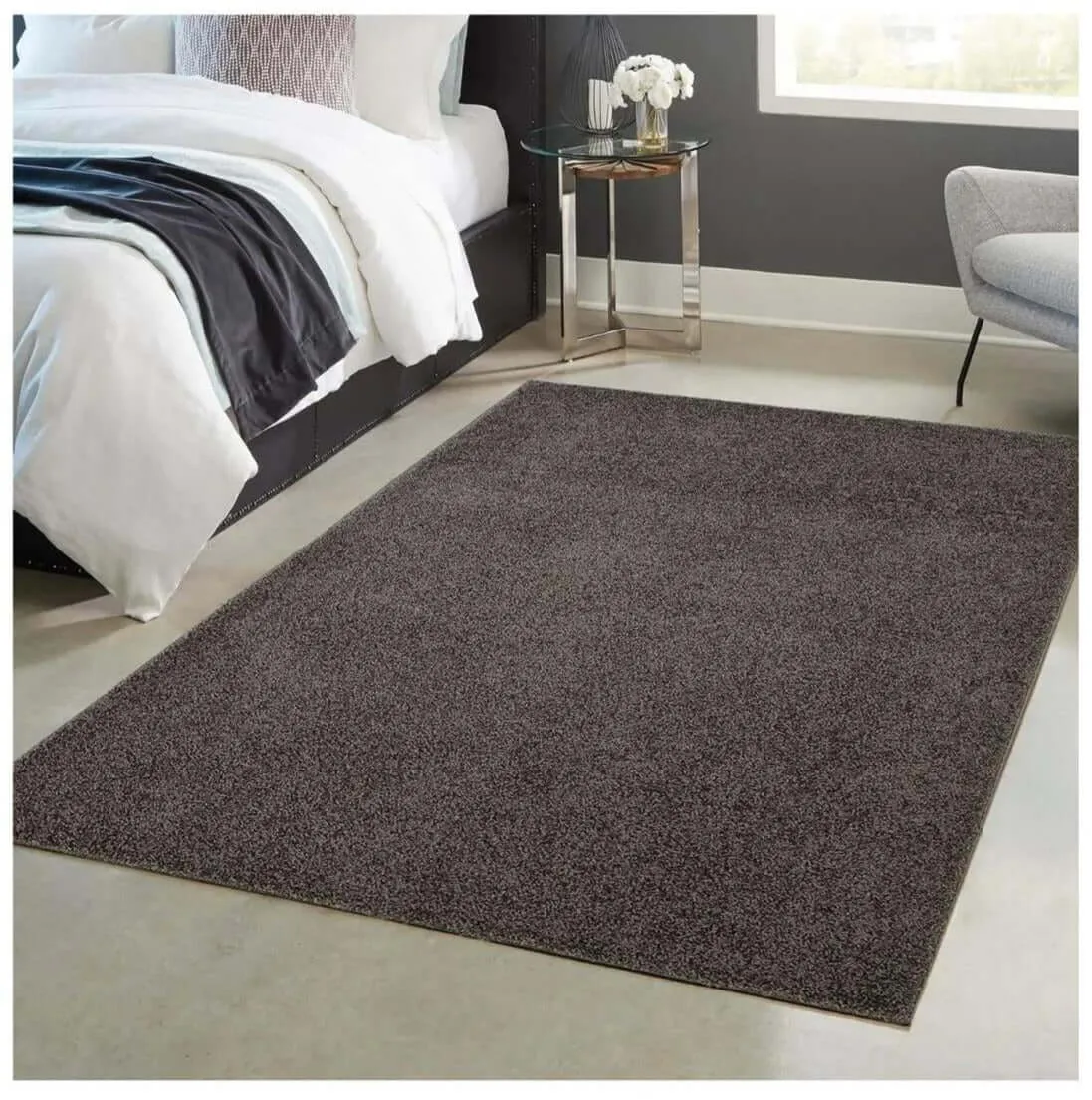 Fiji Graphite Grey Washable Solid Shaggy Rug
