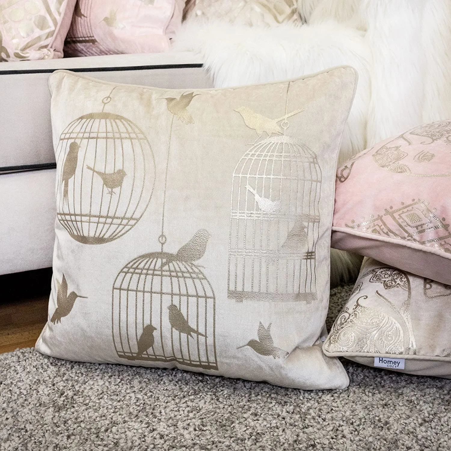 Ivory Bird Luxury Pillow