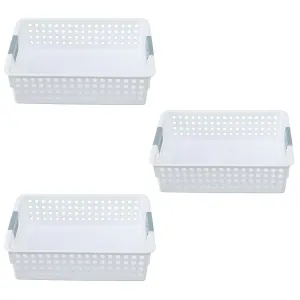 Kuber Industries Small Hollow Storage Basket|Kitchen & Home Organizer For Wardrobe|Tray For Toys, Fruits-Pack of 3 Books (White)