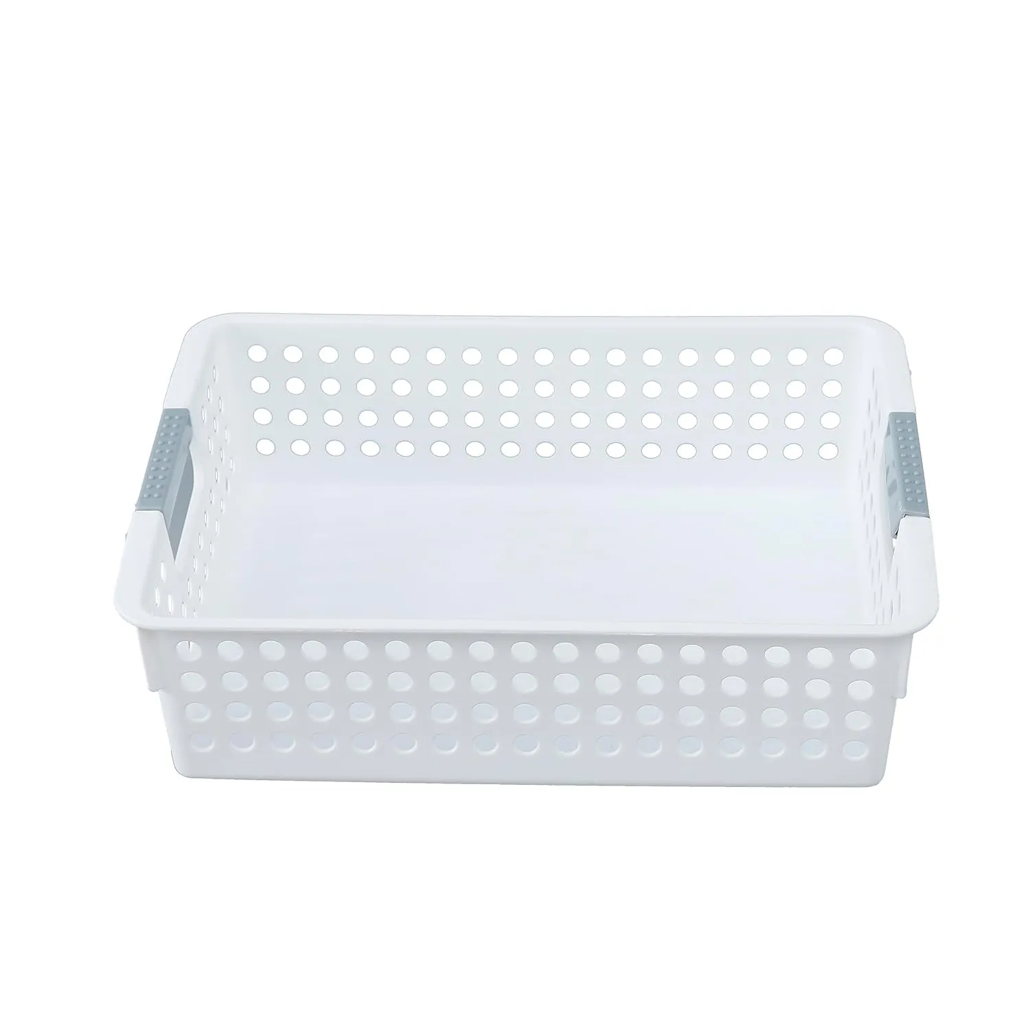 Kuber Industries Small Hollow Storage Basket|Kitchen & Home Organizer For Wardrobe|Tray For Toys, Fruits-Pack of 3 Books (White)