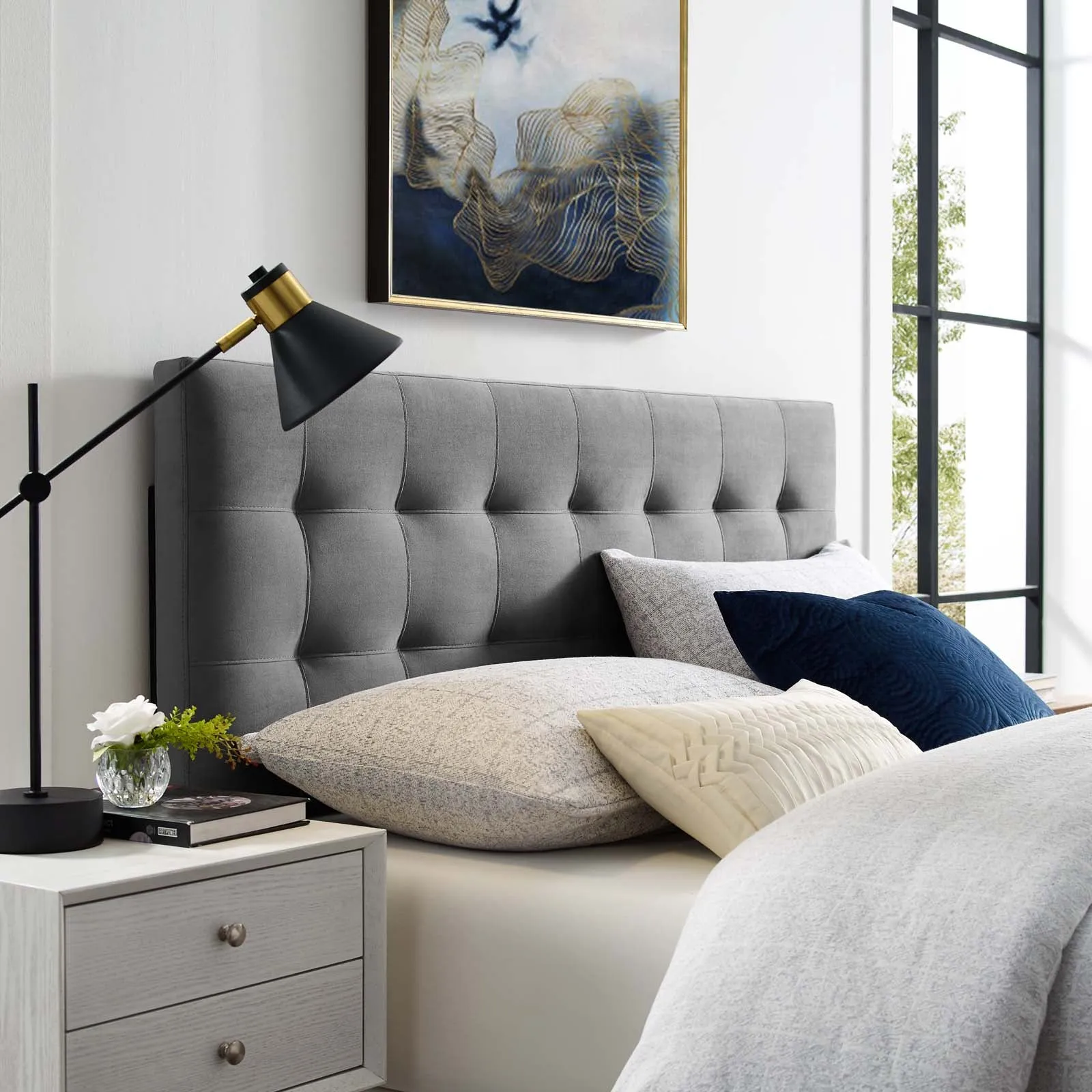 Lily  Biscuit Tufted Performance Velvet Headboard