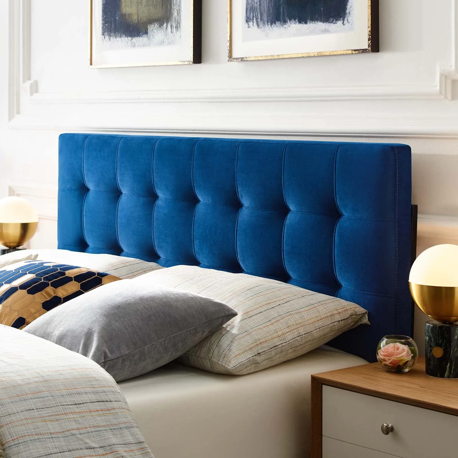 Lily  Biscuit Tufted Performance Velvet Headboard