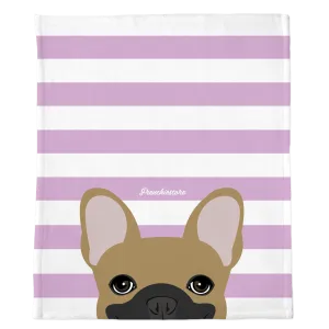 Masked Fawn French Bulldog on Lavender Stripes | Frenchie Blanket