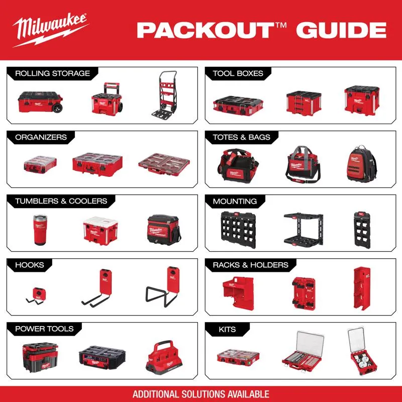 Milwaukee PACKOUT SHOP STORAGE Garage Organizer Belt Clip Rack Red