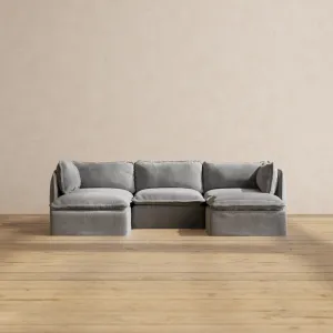 Modular Washable 3-Seater U-Sectional in Ash | Deluxe  Seat | Contour Pillow