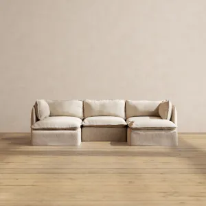 Modular Washable 3-Seater U-Sectional in Oat | Deluxe  Seat | Contour Pillow