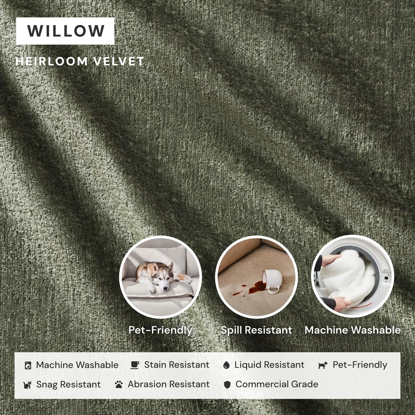 Modular Washable 6-Seater Open-Ends U-Sectional in Willow | Deluxe  Seat | Contour Pillow