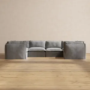Modular Washable 6-Seater U-Sectional in Ash | Deluxe  Seat | Contour Pillow
