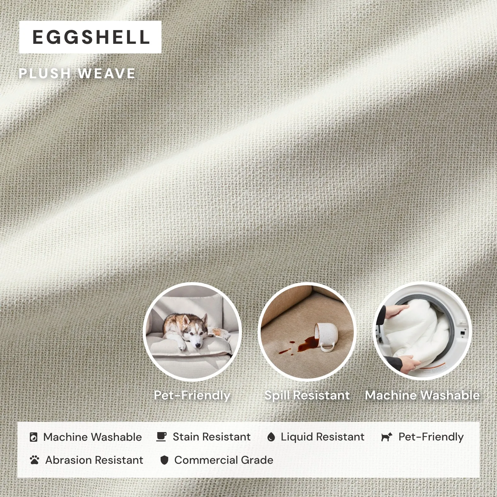 Modular Washable 9-Seater Open-Ends U-Sectional in Eggshell | Deluxe  Seat | Contour Pillow