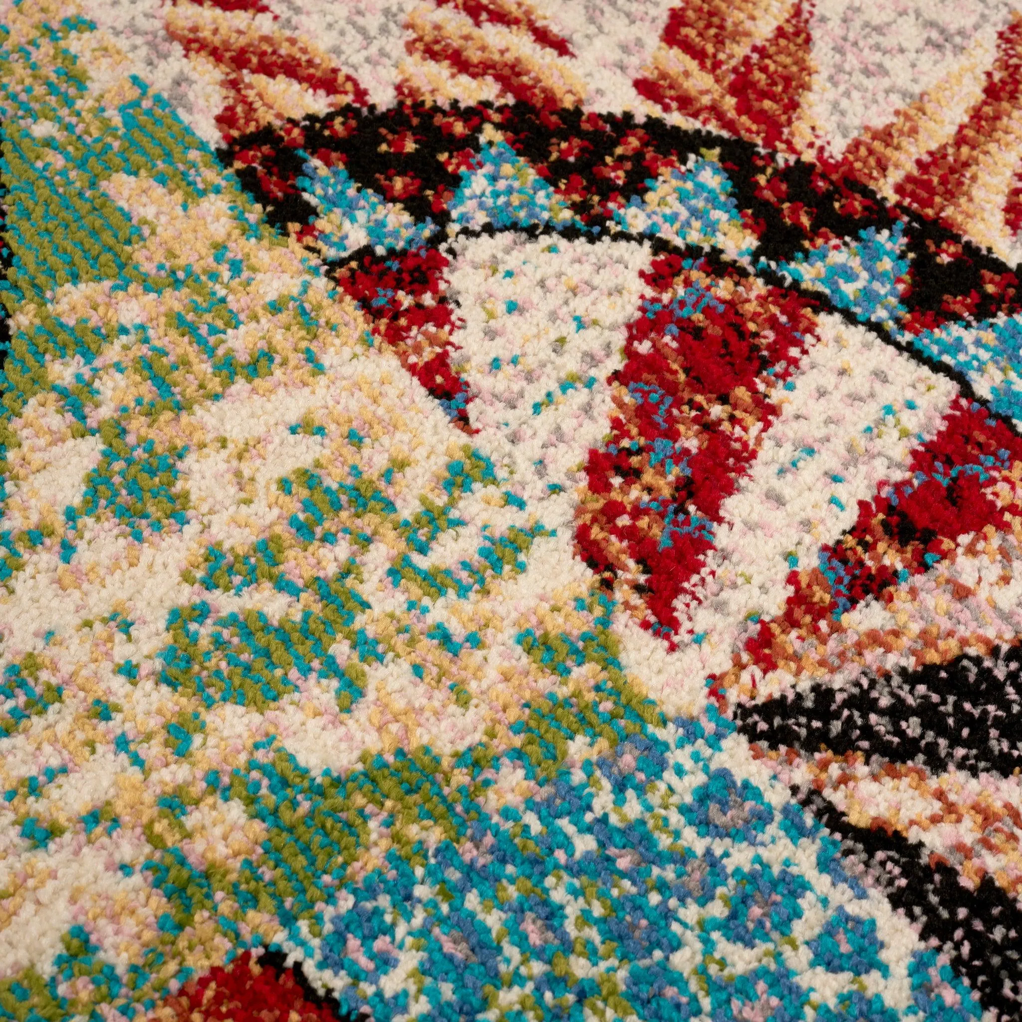 Multicoloured Mandala Rug - Rainbow