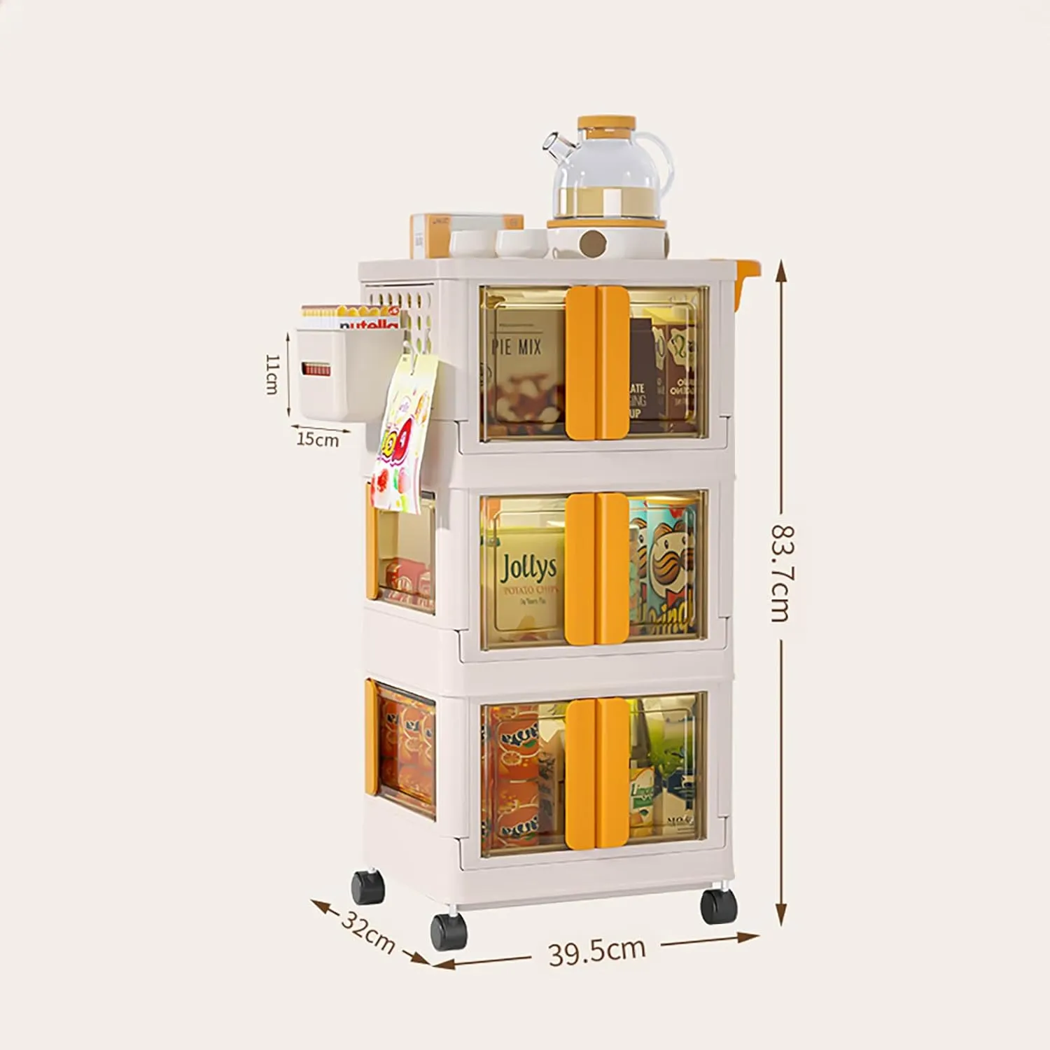 (NET) 3 Tier Stackable Storage Box with Wheels