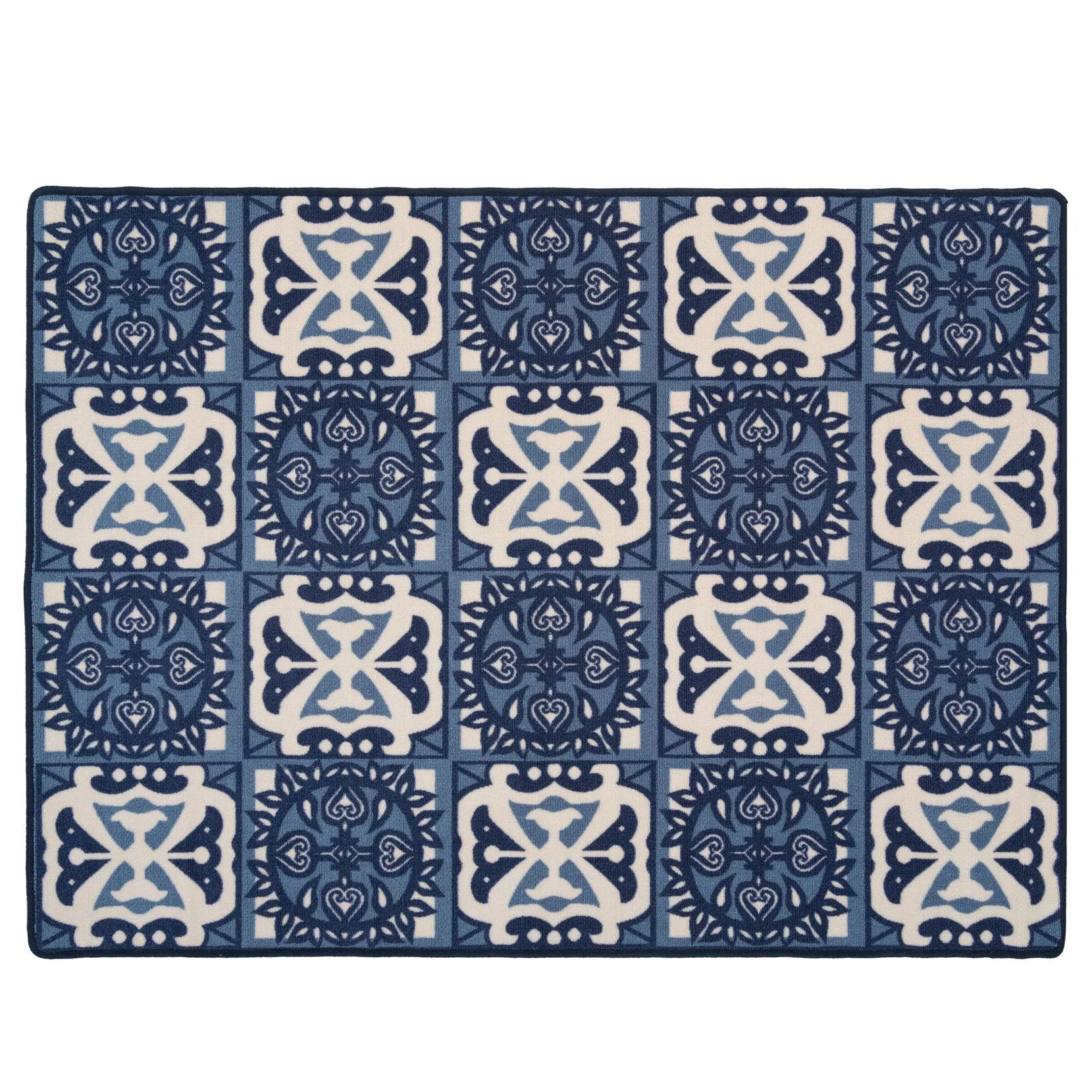 Non Slip Blue Mosaic Mat