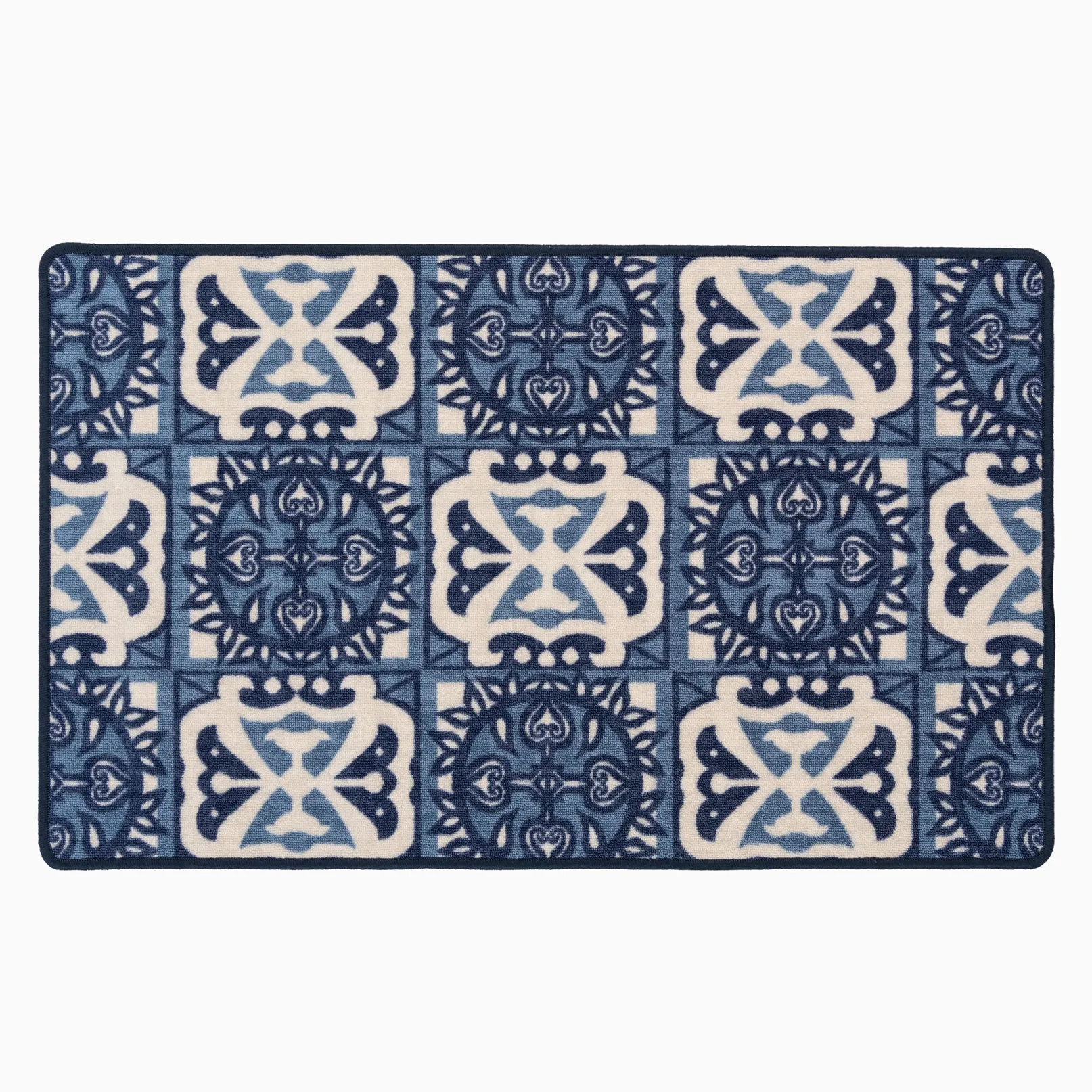 Non Slip Blue Mosaic Mat