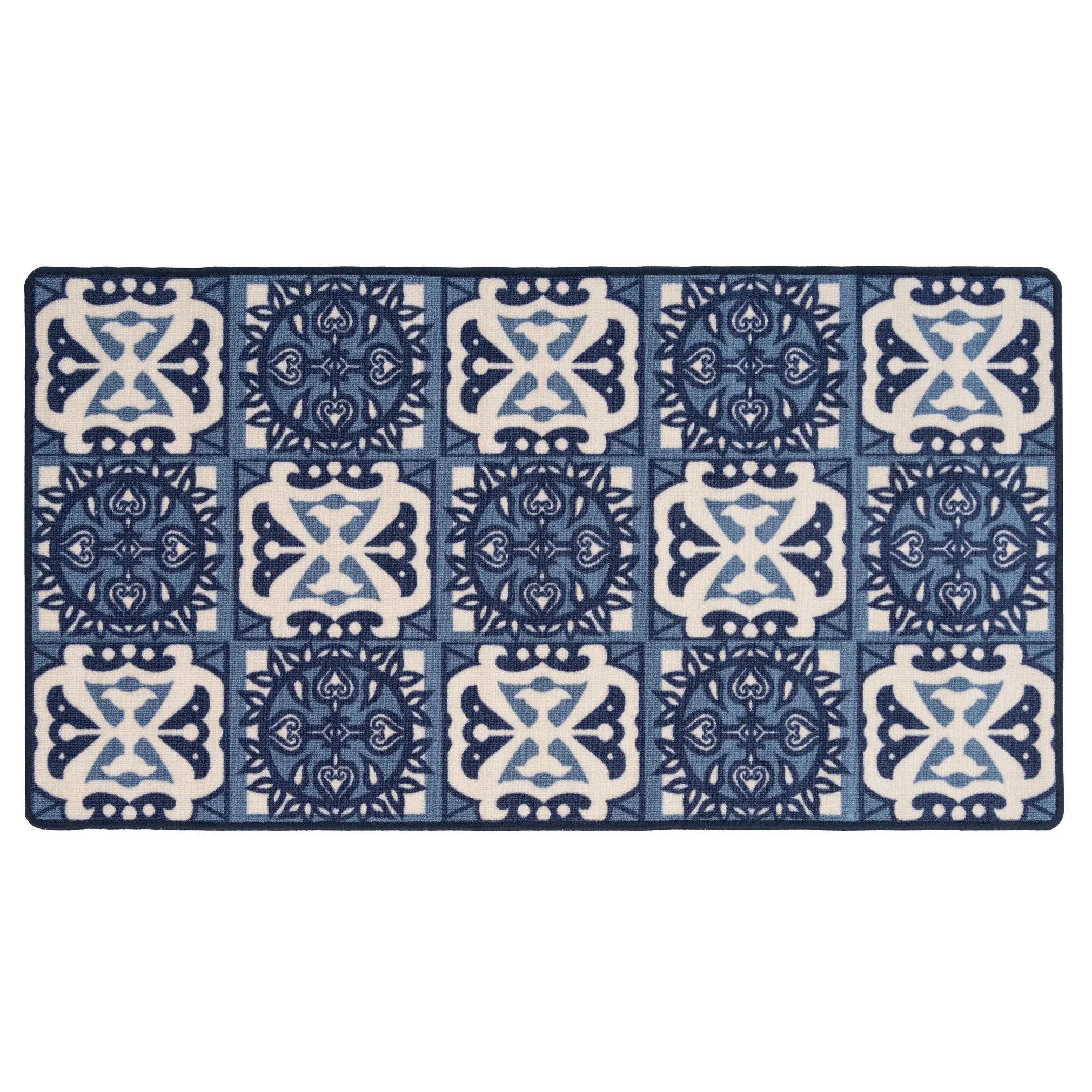Non Slip Blue Mosaic Mat