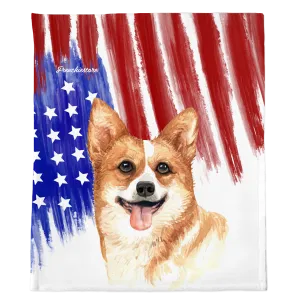 Patriotic Corgi Blanket | American dog in Watercolors
