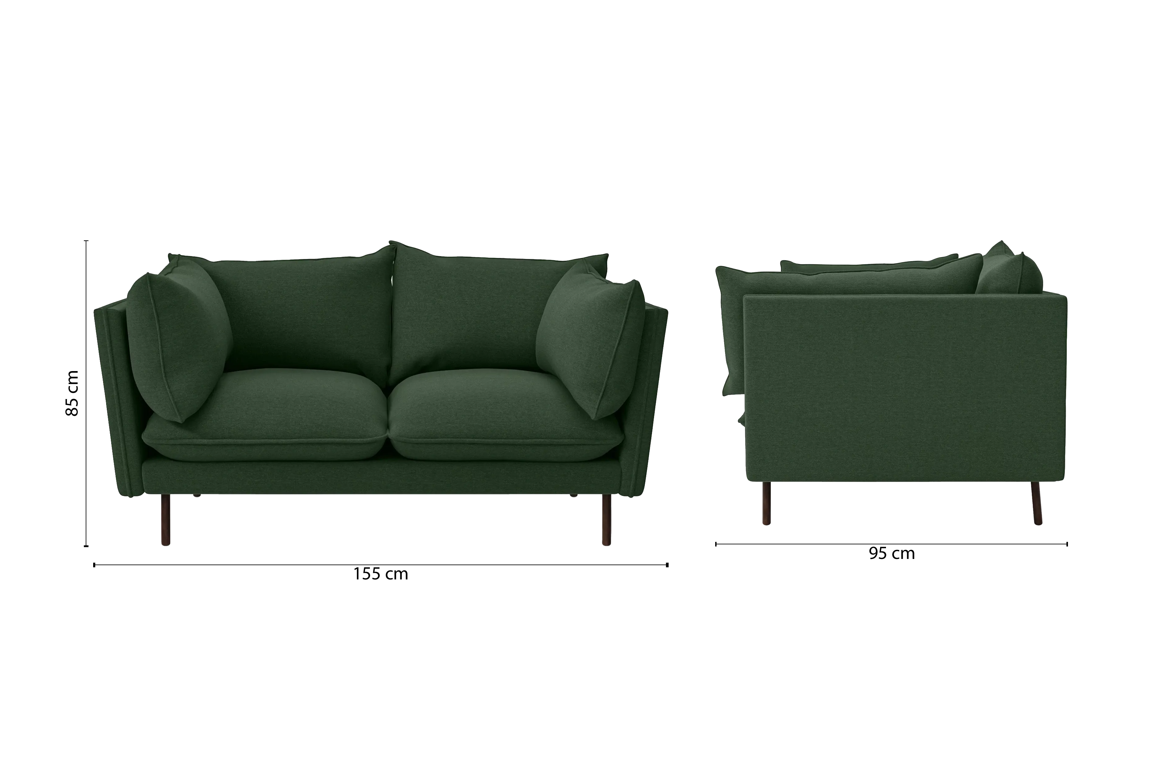 Pistoia 2 Seater Sofa Forest Green Linen Fabric