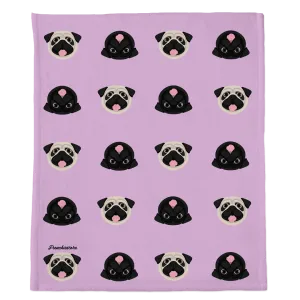 Pug Blanket | Different Pug dogs on Lavender
