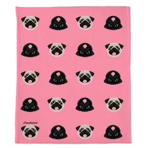 Pug Blanket | Different Pug dogs on Pink