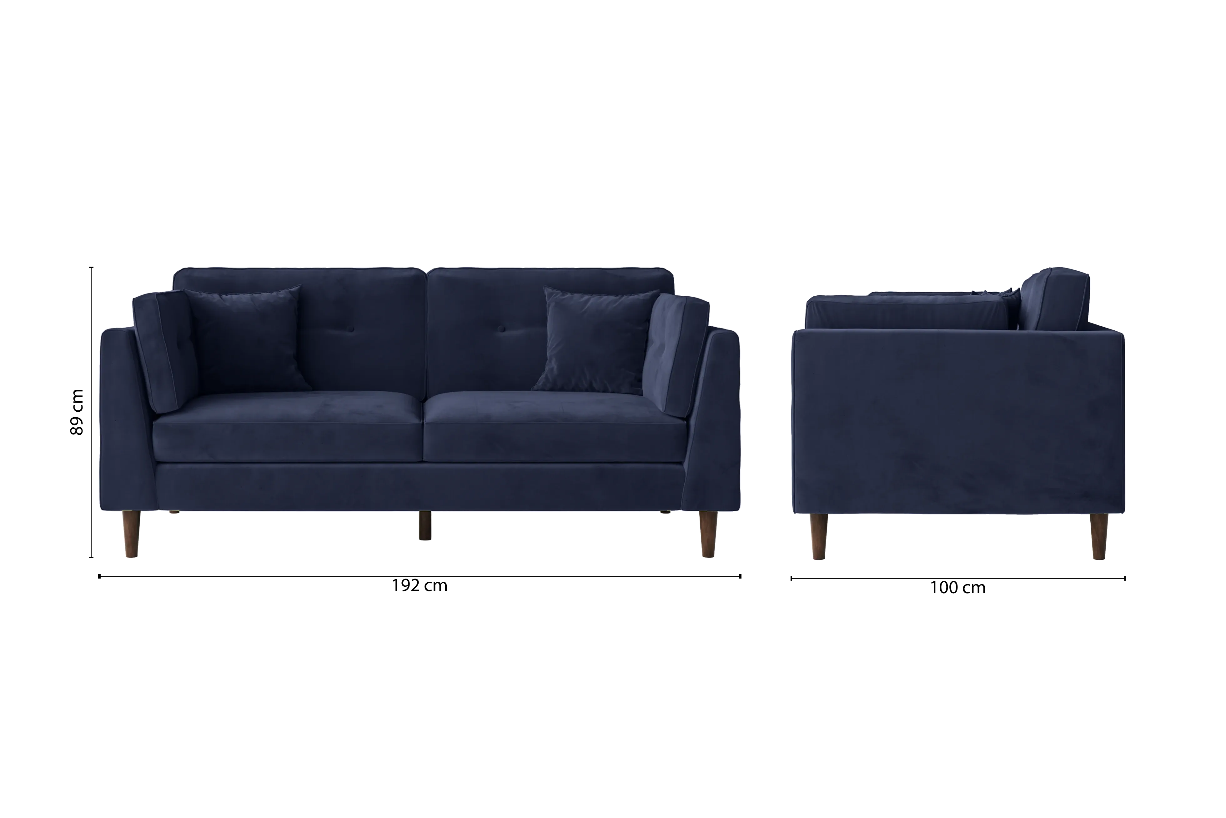 Ragusa 3 Seater Sofa Dark Blue Velvet