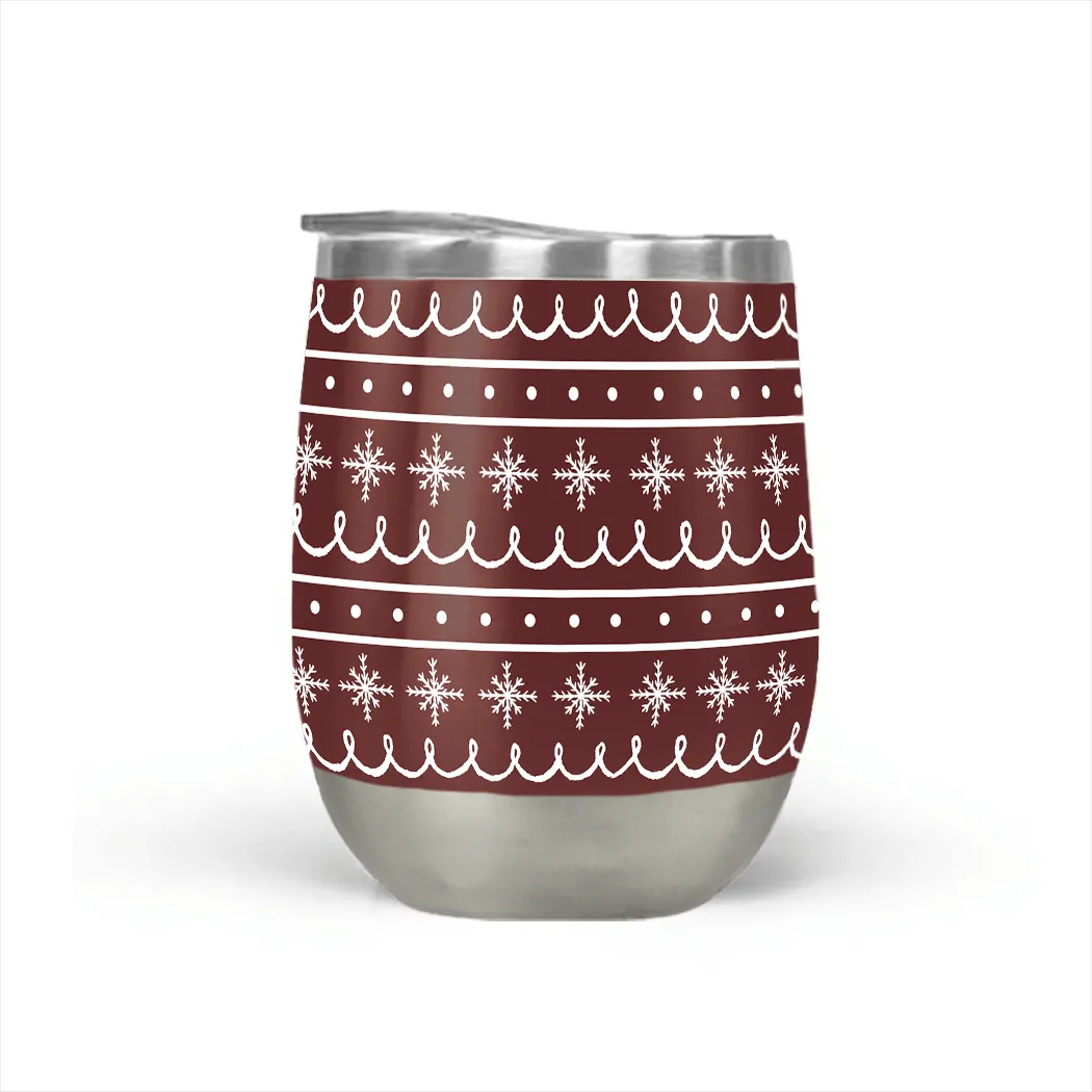 Red Snowflake Pattern Stemless Wine Tumbler