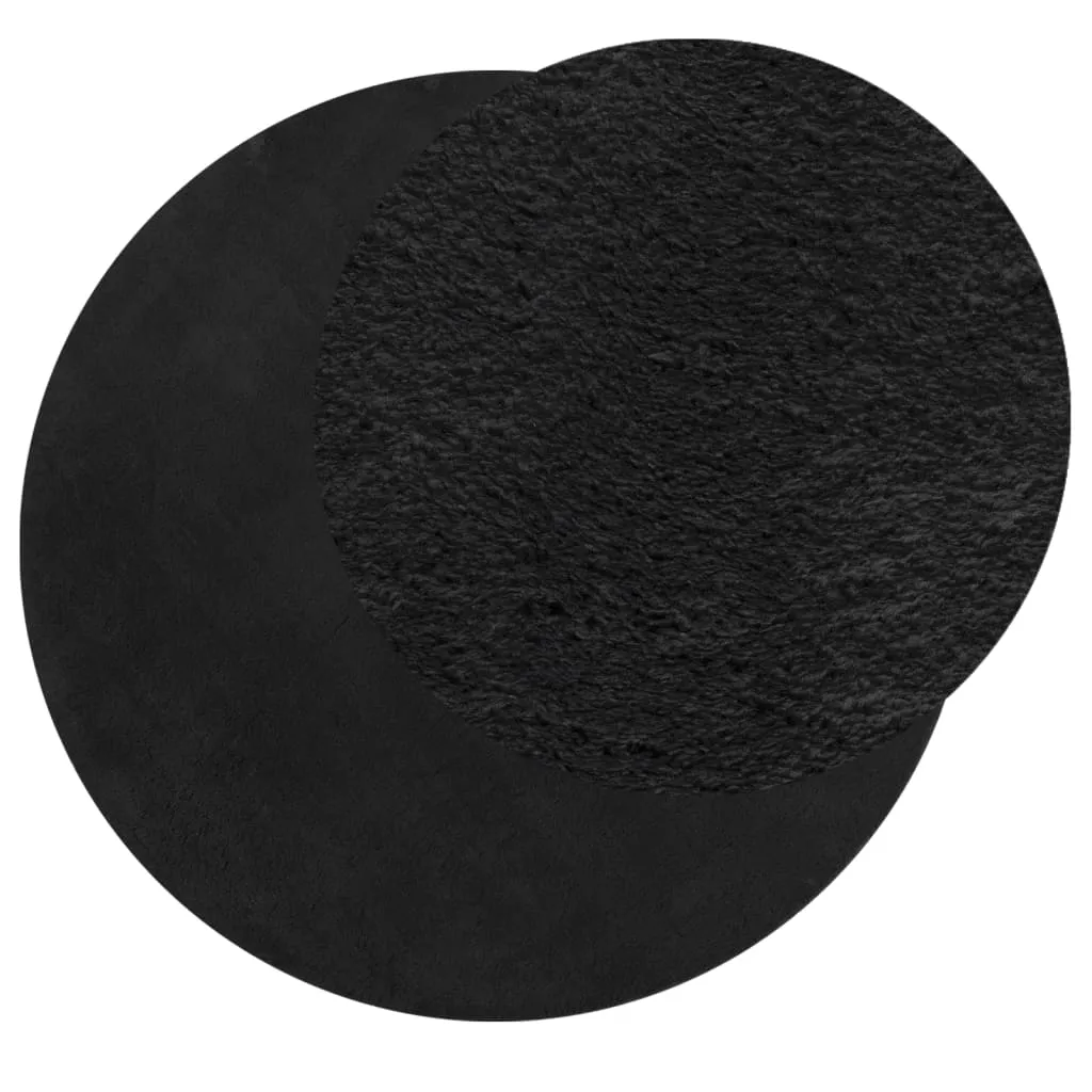 Rug HUARTE Short Pile Soft and Washable Black Ø 80 cm