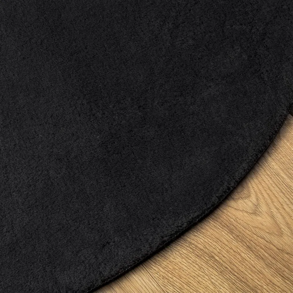 Rug HUARTE Short Pile Soft and Washable Black Ø 80 cm