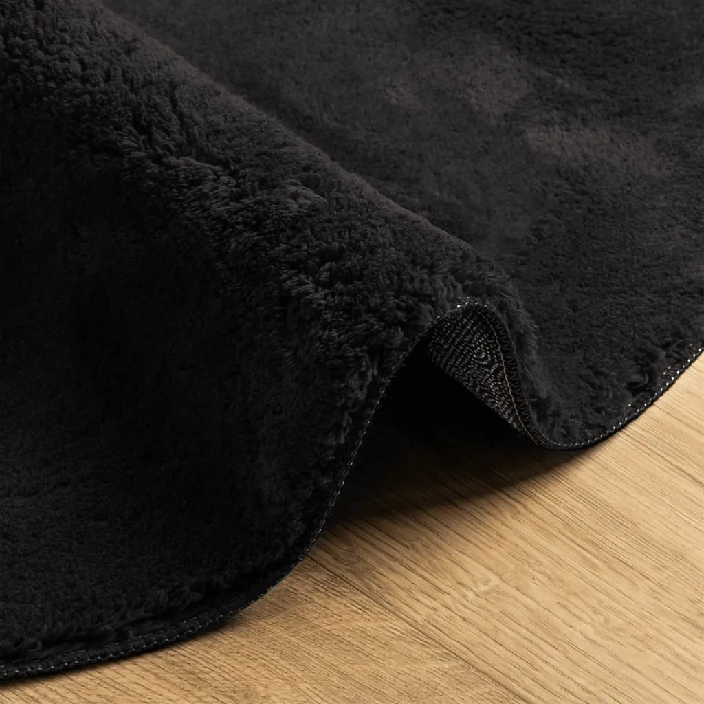 Rug HUARTE Short Pile Soft and Washable Black Ø 80 cm
