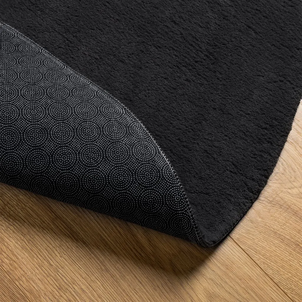 Rug HUARTE Short Pile Soft and Washable Black Ø 80 cm