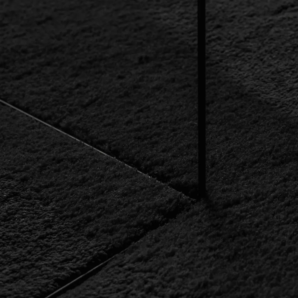 Rug HUARTE Short Pile Soft and Washable Black Ø 80 cm