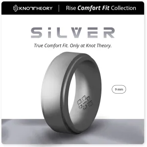 Silver Step Edge Breathable Silicone Ring for Men